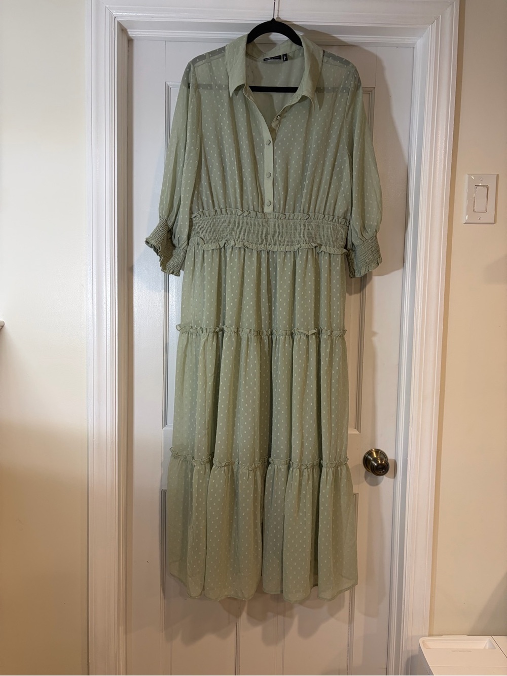 ASOS Curve Light Sage Polka Dot Tiered Maxi Dress